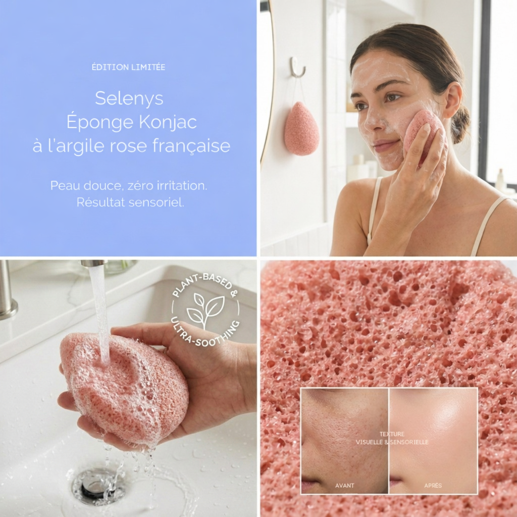 Selenys™ Éponge Konjac à l'argile rose française