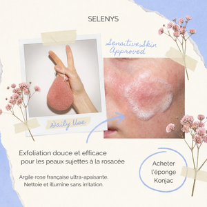 Selenys™ Éponge Konjac à l'argile rose française